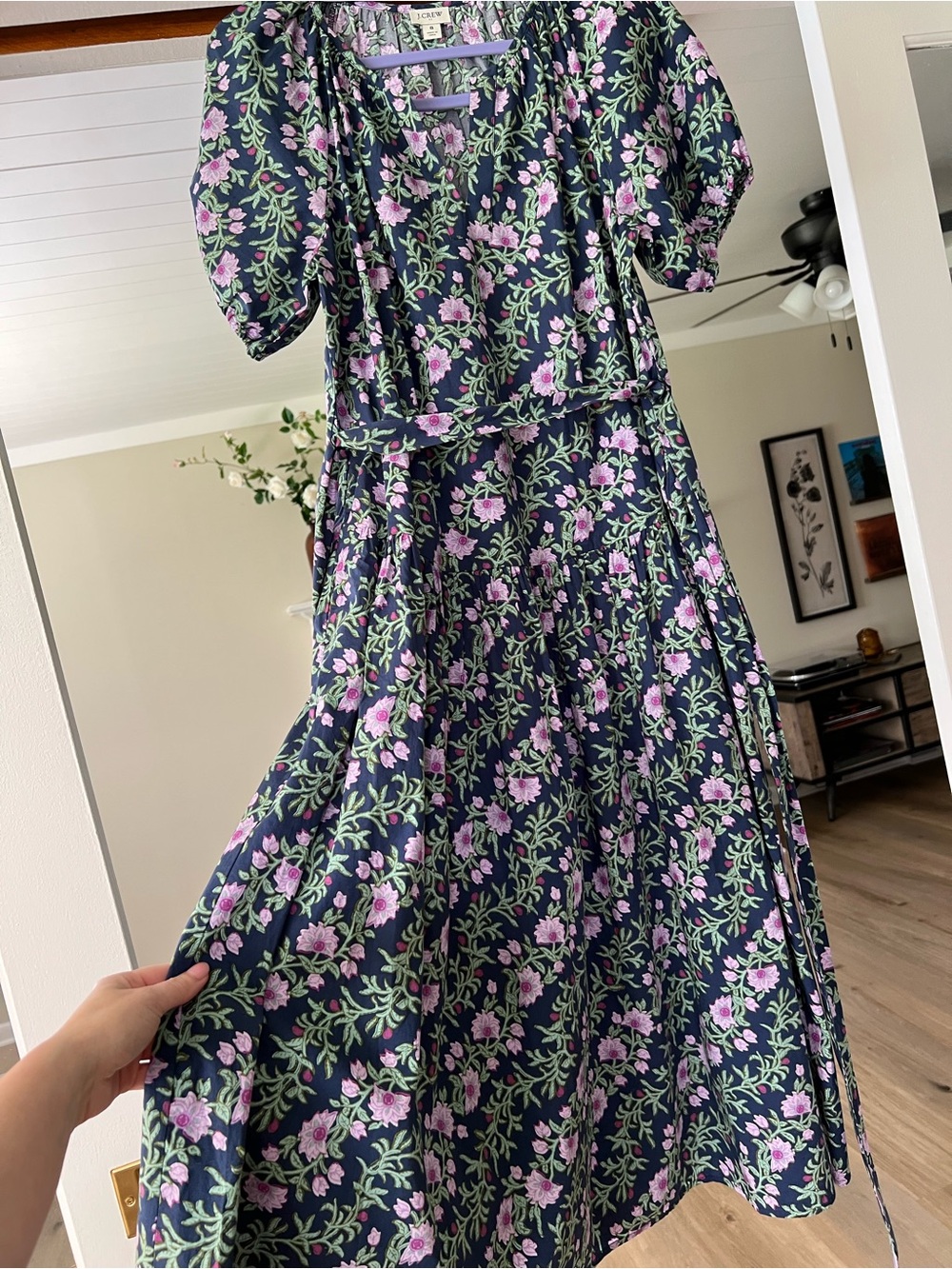 J crew Puff-sleeve tie-waist midi dress size 8 - Picture 5 of 8